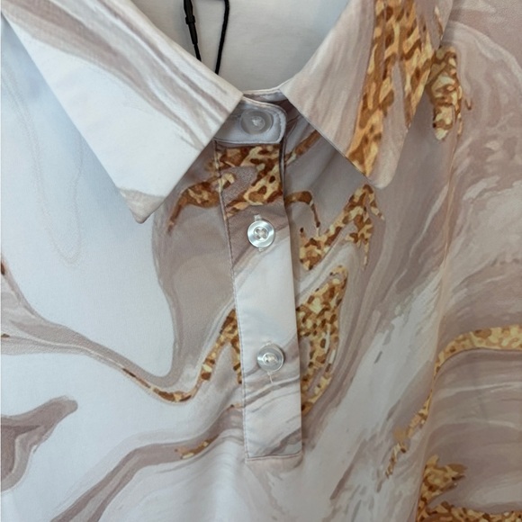 Legogolfs White and Tan Sleeveless Collared Golf Sports Shirt Women’s Large New - Picture 3 of 6